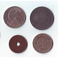 Монеты Дании, 4 шт.