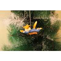 Ёлочная игрушка папье-маше, "Лиса на санках".