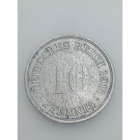 Германия 10 пфеннигов  1911 года . F