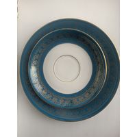 Винтажные фарфоровые тарелки (Бавария), 30-40-е гг., редкое крытьё бирюзового цвета