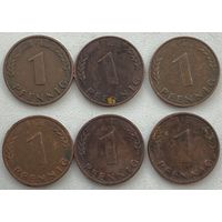 Германия 1 пфенниг 1950 г. F. Цена за 1 шт.