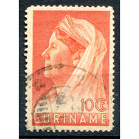 Нидерландские колонии - Суринам - 1936/39г. - королева Вильгельмина, перфорация 14, 10 с - 1 марка - гашёная [Mi 187]. #3-WB-87-A-1
