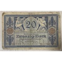 Банкнота 20 марок 1913 год. Германская империя. С рубля без МЦ.