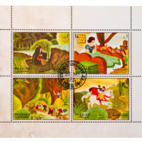 Шарджа,   Марки квартблок Сказки. Белоснежка 1972