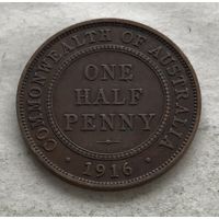 Австралия пол-пенни 1916 Георг V (надпись на аверсе ... IND IMP)