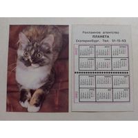 Карманный календарик. Котик.1992 год