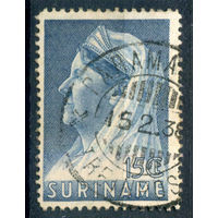 Нидерландские колонии - Суринам - 1936/39г. - королева Вильгельмина, перфорация 14, 15 с - 1 марка - гашёная [Mi 188]. #3-WB-87-A-1