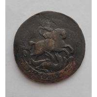 2 копейки 1758 года . Двойной  перечекан. гурт сетка