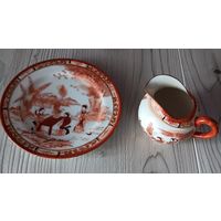 Десертная тарелка (16,5 см) и молочник (7 см) от японского сервиза. Одним лотом.