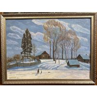 Фетисов И.Я "Лунный вечер", 1993г. Холст на картоне, масло. Размер 48х66,5 см.