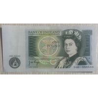 Банкнота Великобритания 1 фунт 1978–1984 г. Елизаветы II. Исаак Ньютон НЕ БЫЛА В ОБОРОТЕ