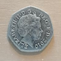 Великобритания, 50 пенсов, 2010 г., 100 лет женской организации скаутов, KM# 1165