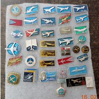 Значки "Самолёты" СССР - 37 шт.