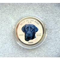 3000 риелей 2006 Камбоджа Год Собаки Лабрадор Цветная Восточный гороскоп Серебро 999