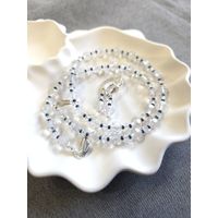 Бусы и серьги Аврора Бореалис Aurora Borealis в серебре с темными бусинами Чехословакия