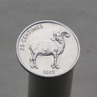 Конго 25 сантимов 2002 Гривистый баран