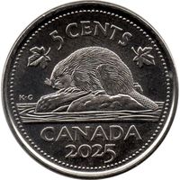 Канада 5 центов, 2025 Карл III UNC