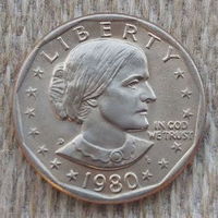 США 1 доллар 1980 года D, UNC. Сьюзен Энтони. Редкая! Сторгуй за свою цену, предложи обмен!