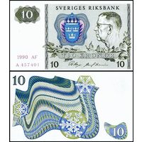 Швеция 10 крон образца 1990 года UNC p52e серия АС