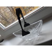 Ладья ( конфетница ) СССР , хрусталь , мельхиор