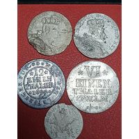 Лот серебра ,Пруссия,5 штук,с рубля!