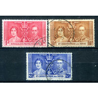 Британские колонии - Сент-Кристофер и Невис - 1937 - коронация короля Георга VI и королевы Елизаветы - 3 марки - полная серия, гашёные [Mi 69-71]. #2-Bc-56-A-1