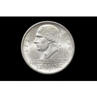 3 марки 1929 г. Веймарская республика (Германия), Пауль фон Гинденбург. "200 лет со дня рождения Готхольда Лессинга". Штемпельный блеск, редкая!