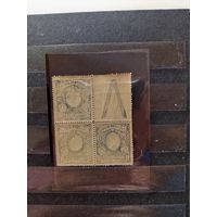 1915-18  Россия Загорский 134А Зуб 12 1/2 разновидность абкляч  квартблок с контрольным знаком чистый MNH** герб (4-14)