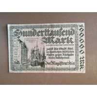 Германия БЕЗ ДАТЫ 1923 год, сто тысяч, 100000 марок город Киль, 2614.b, ВЗ Ovalmuster