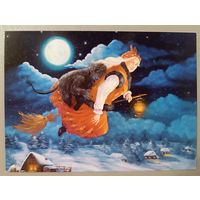 Ночь перед Рождеством. Ирина Глущенко. Авторская открытка, 2019, глянец.