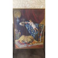 Картина ,маленький вор.холст.худ.Фусинович.1959 г