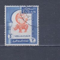 [2434] Судан 1958. Фауна.Дикие животные.Носорог. Гашеная марка.