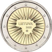 2 евро 2025 Литва Оборона страны UNC из ролла