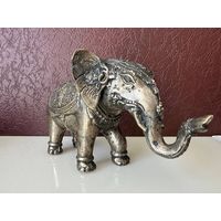 Старинная металлическая статуэтка. Слон серебрение. Много Лотов с рубля