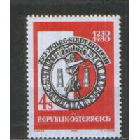 Полная серия из 1 марки 1980г. Австрия "750 лет городу Халлайн" MNH
