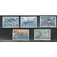 Соломоновы острова -1994 (Мих.846-850) , ** , Морская фауна,Дельфины(полная серия)