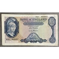 Банкнота Великобритания. Банк Англии 5 фунтов 1961 год.
