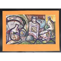 Акулов В.И"натюрморт", 2023г.Бумага,акрил.Размер с паспарту 70х50 см.