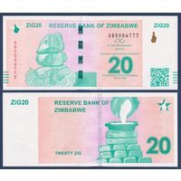 Зимбабве, 20 зиг 2024 г, P-W111 (AB, камни Чиремба, плавка золота), UNC