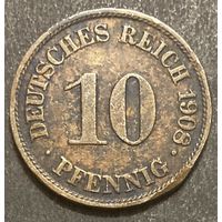 Монета 10 пфеннигов. 1908 год. Германская империя