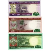 Мавритания сет 3 банкноты  100,200,500 угий UNC