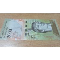 2000 боливаров 18,08,2016 Венесуэлы *30588555 с рубля классный номер!
