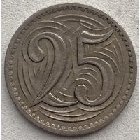 Чехословакия 25 геллеров 1933 г.