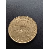 Италия 200 лир 1996 г. - 100 лет Академии таможенной службы.