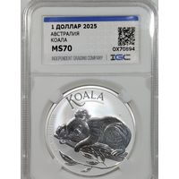 Доллар 2025 - Австралия Коала ms 70 унция серебра
