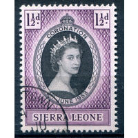 Британские колонии - Сьерра Леоне - 1953г. - коронация королевы Елизаветы II - 1 марка - полная серия, гашёная [Mi 175]. #2-Bc-62-A-1