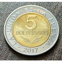 Боливия 5 боливиано, 2017    ( 1-5-8 )