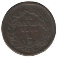 Мексиканская Республика (Мексика). 1 сентаво 1890 Мо (Мехико).