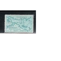 США-1949, (Мих.598),  *   , г. Аннаполис, Карта,  (одиночка)