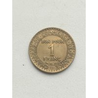 Монета 1 франк 1922 года. С рубля.